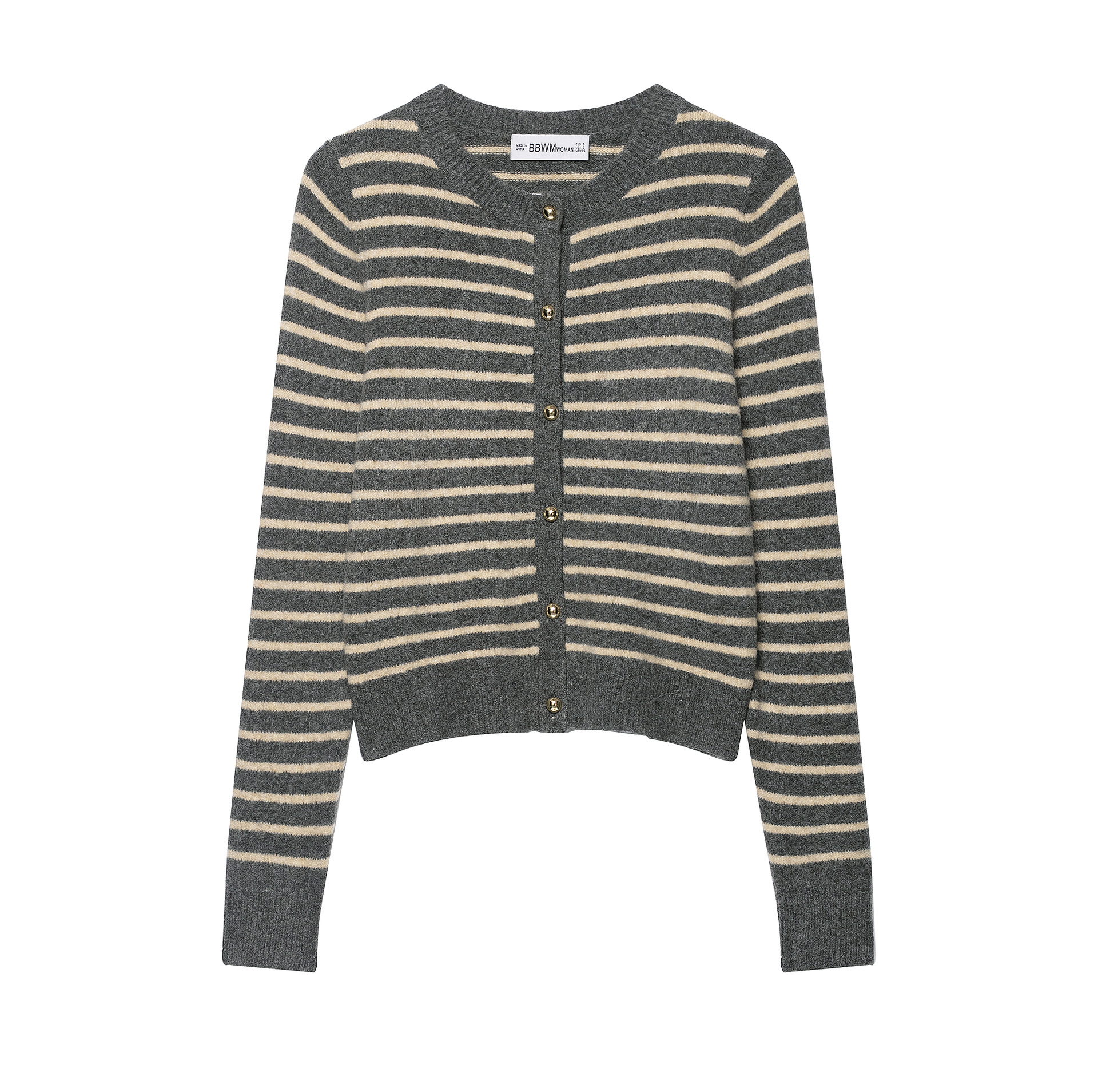 Striped Crew Neck Knit Cardigan – Classic Cozy Layer
