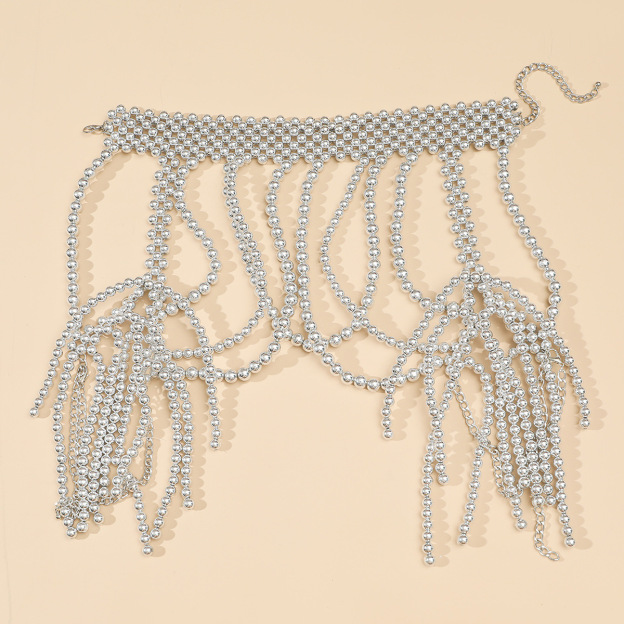 Pearl Tassel Shoulder Chain – Elegant Dress Accessory