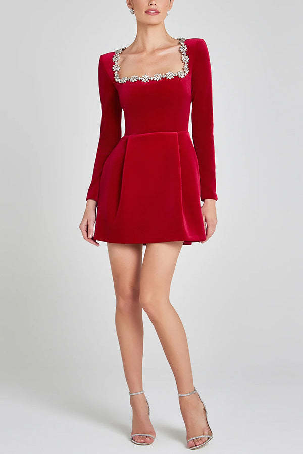 Ruby Velvet Diamond Mini Dress