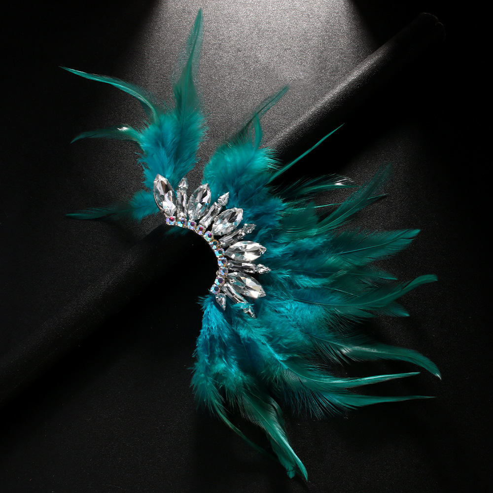 Rhinestone Feather Earrings – Party Glam Accessory
