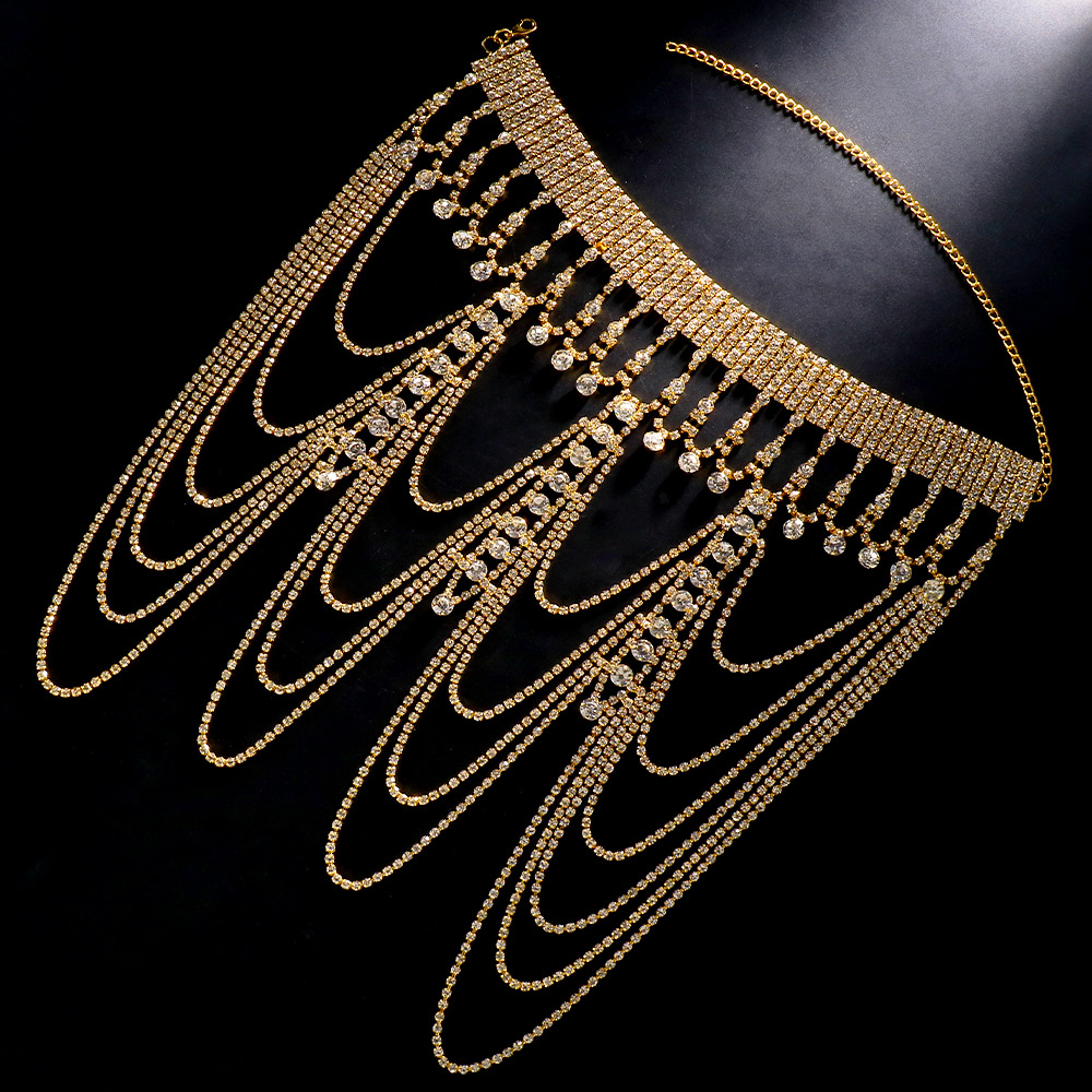 Rhinestone Tassel Shoulder Chain – Glam Dress Accessory