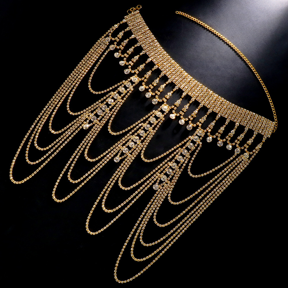 Rhinestone Tassel Shoulder Chain – Glam Dress Accessory