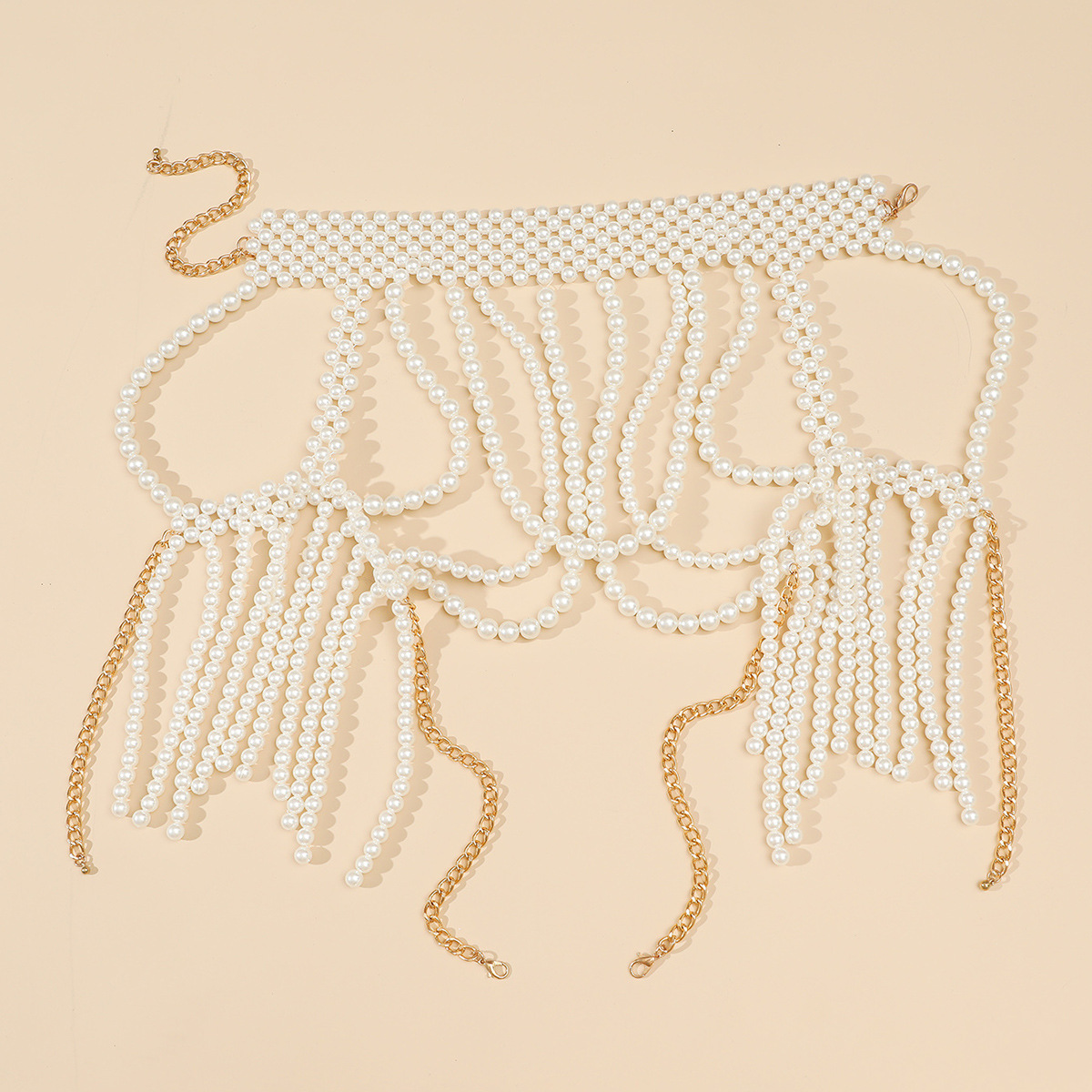 Pearl Tassel Shoulder Chain – Elegant Dress Accessory