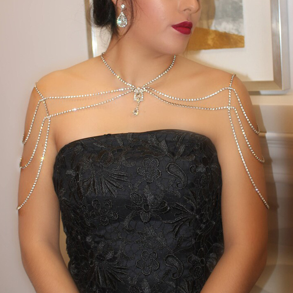 Rhinestone Tassel Shoulder Chain – Glam Dress Accessory