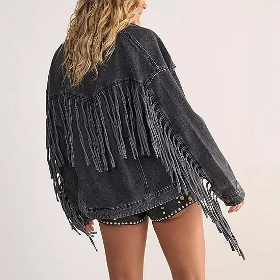 Black Horizon Fringe Jacket