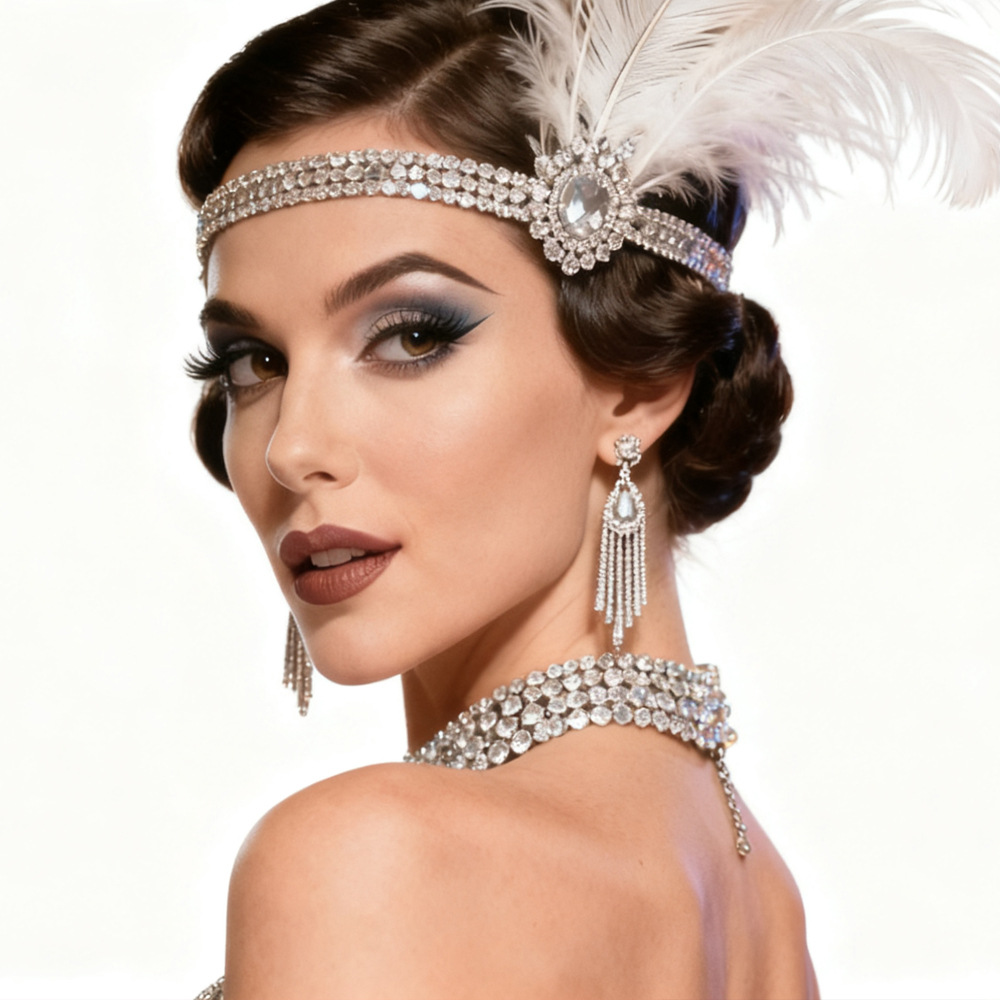 Rhinestone Feather Headpiece – Festive Glam Accessory