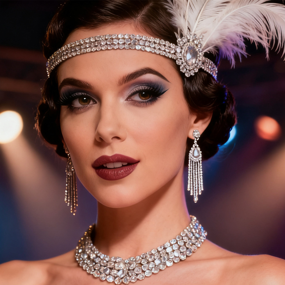 Rhinestone Feather Headpiece | Festive Holiday Accessory