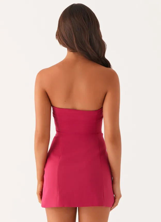 Rose Bloom Strapless Mini Dress