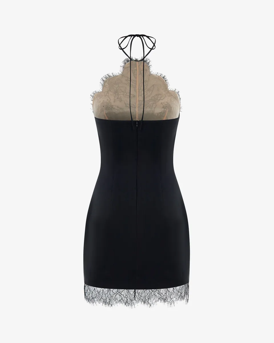 Noir Elegance Lace Mini Dress