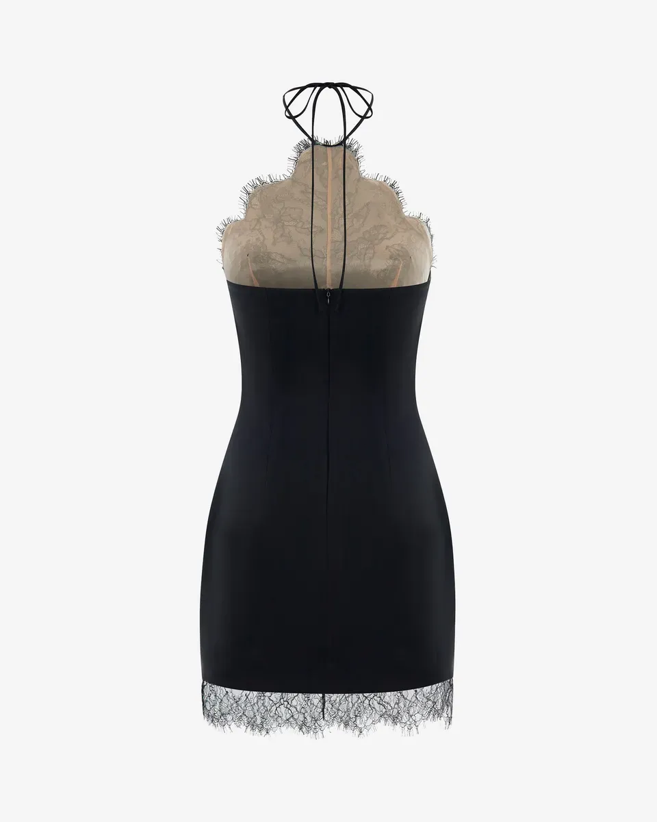 Noir Elegance Lace Mini Dress