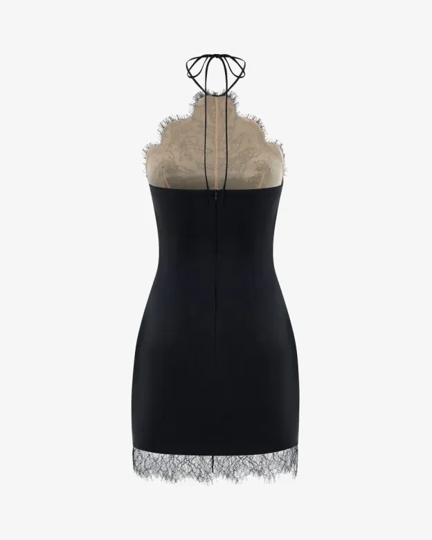 Noir Elegance Lace Mini Dress