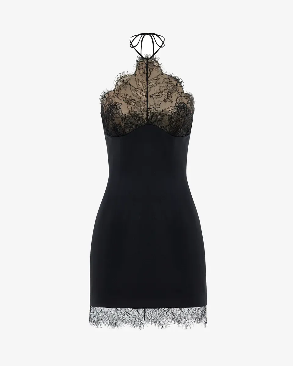 Noir Elegance Lace Mini Dress