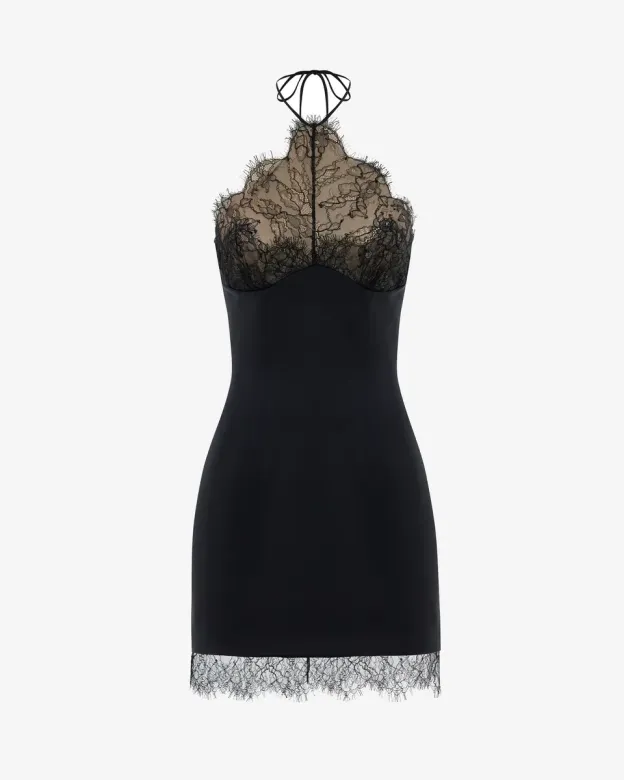 Noir Elegance Lace Mini Dress