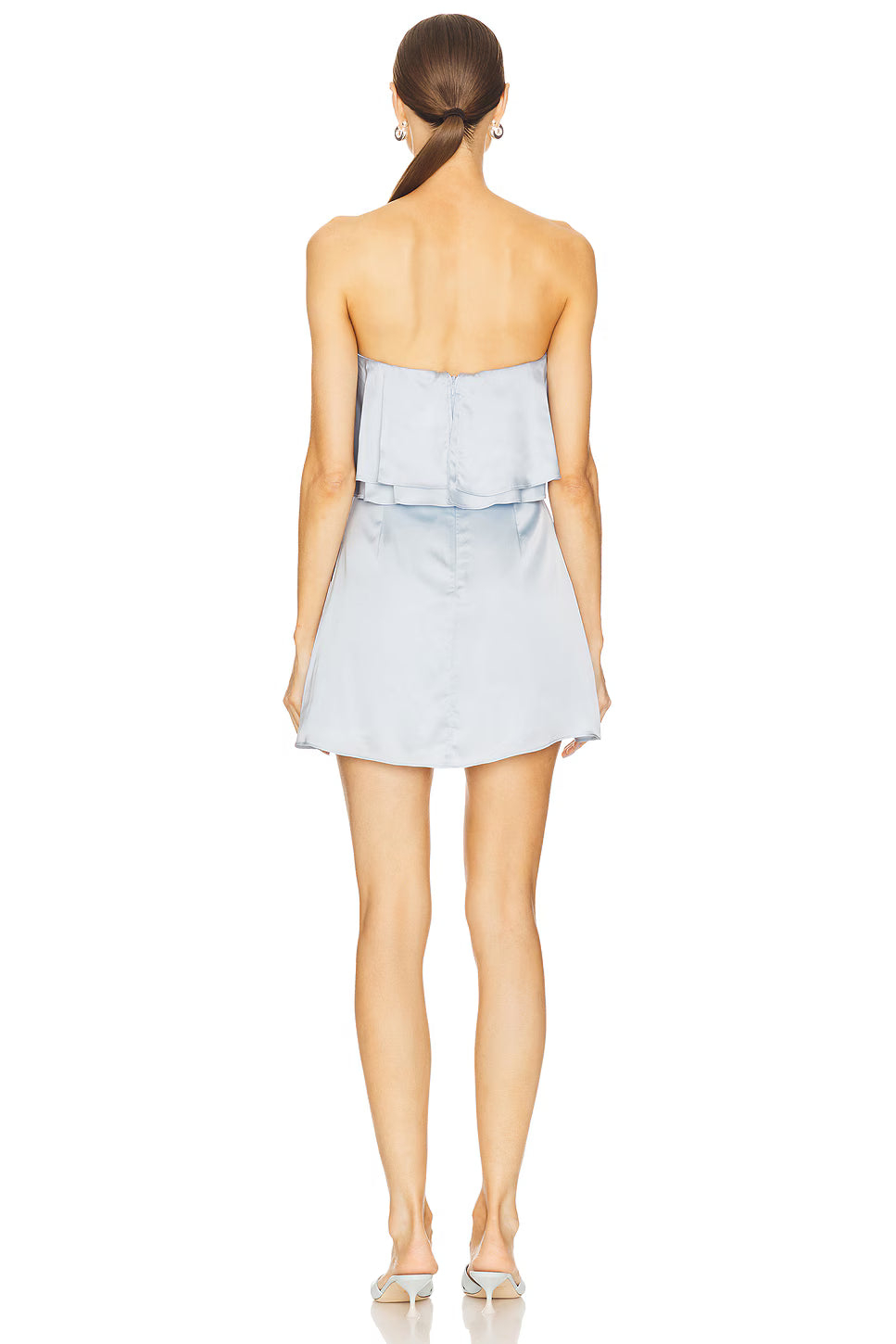 Sky Ruffle Satin Mini Dress