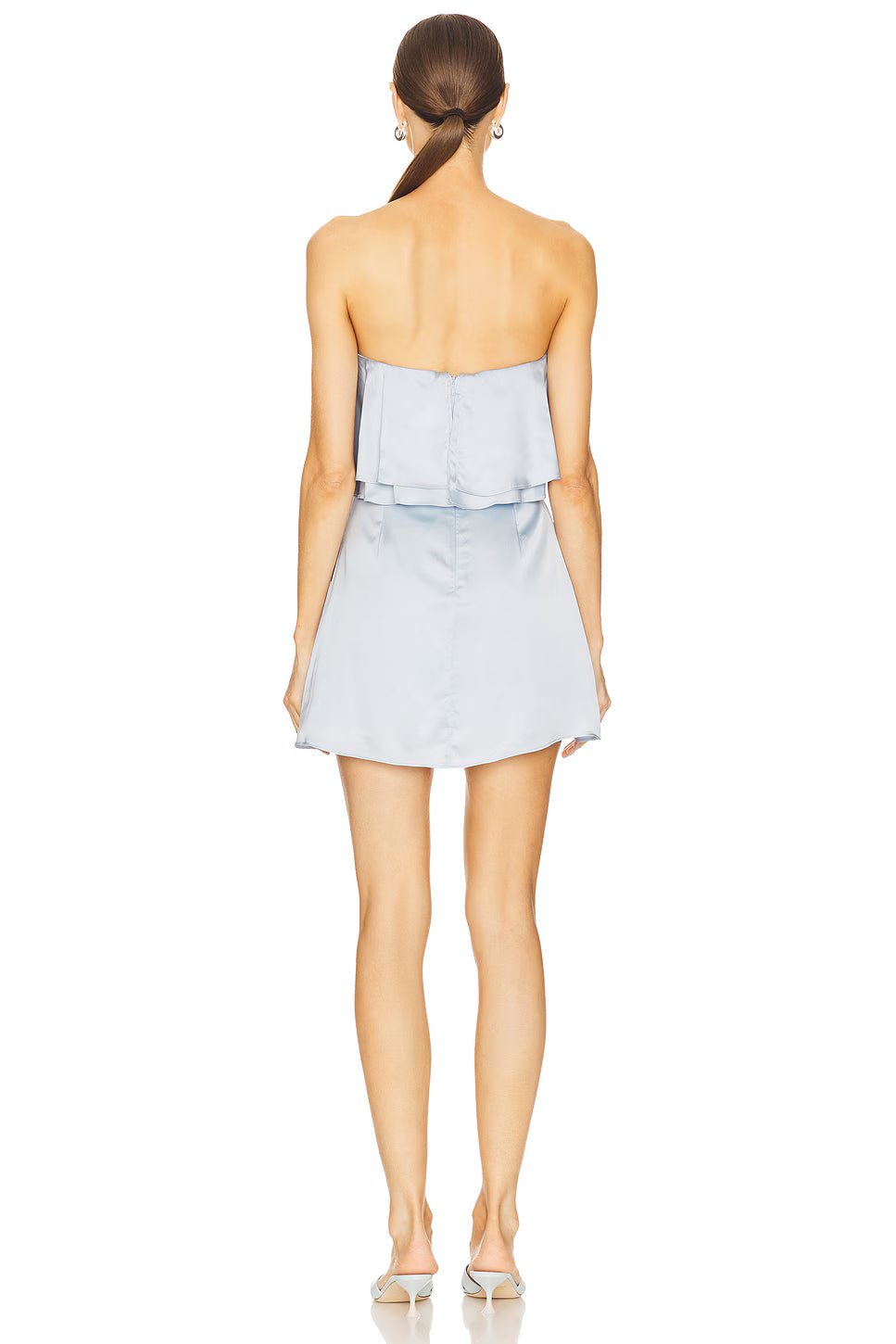 Sky Ruffle Satin Mini Dress