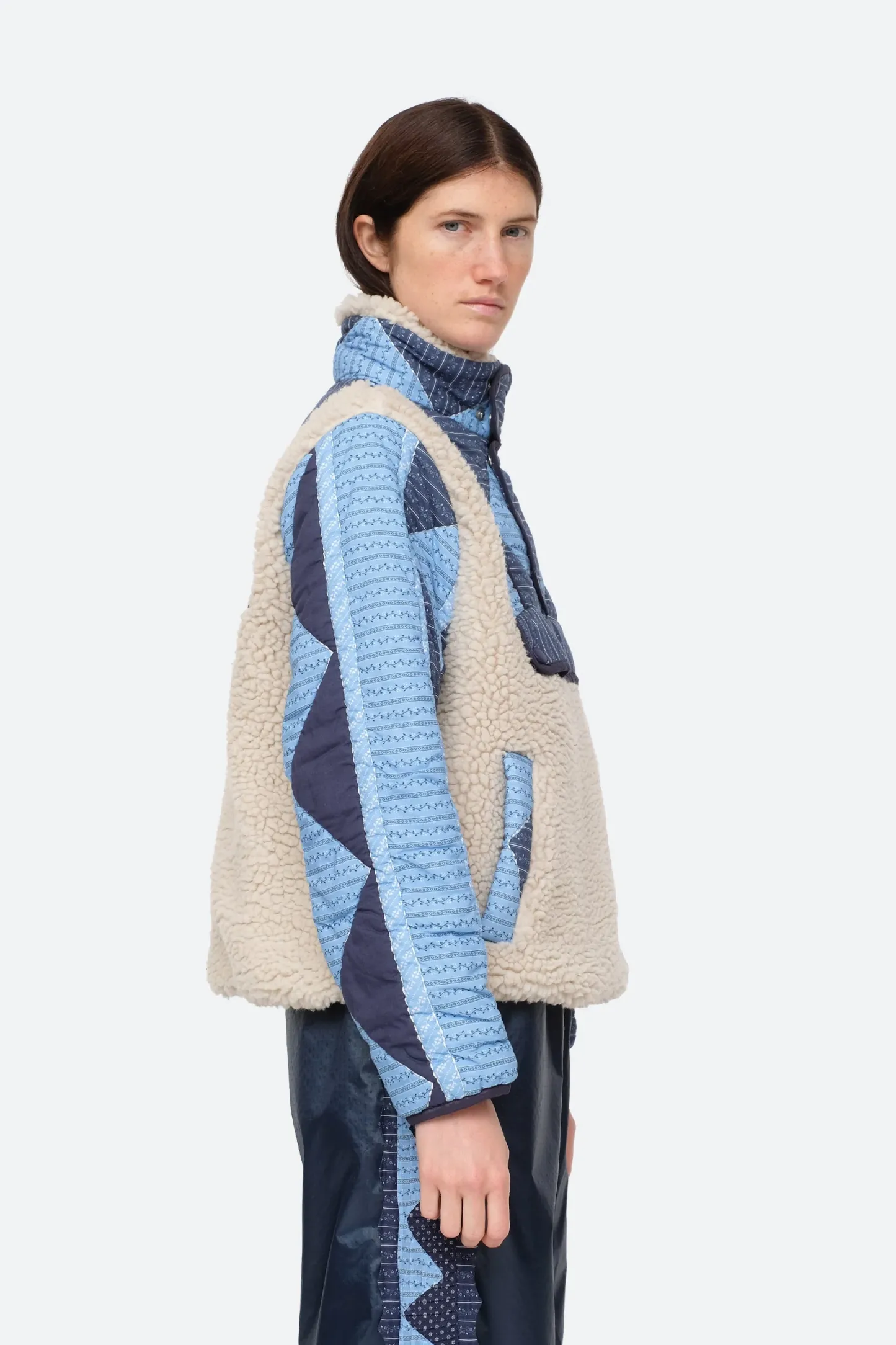 Patchwork Fleece Pullover – Cozy Winter Style