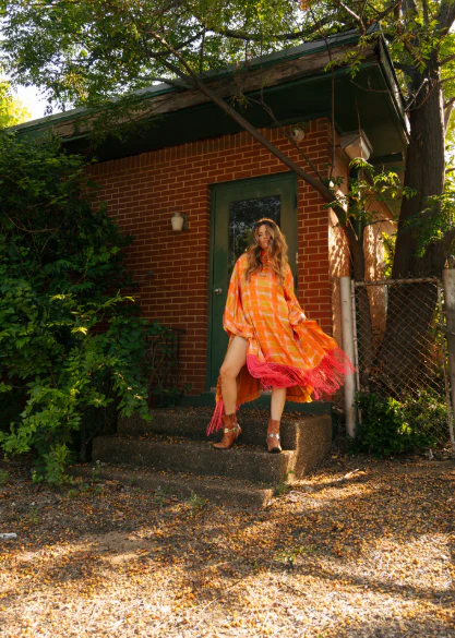 Sunset Mirage Tassel Kaftan Dress
