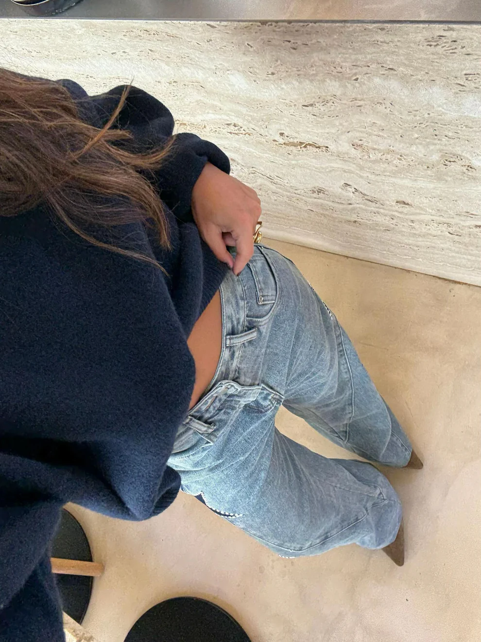 Stars Patch Wide Leg Jeans