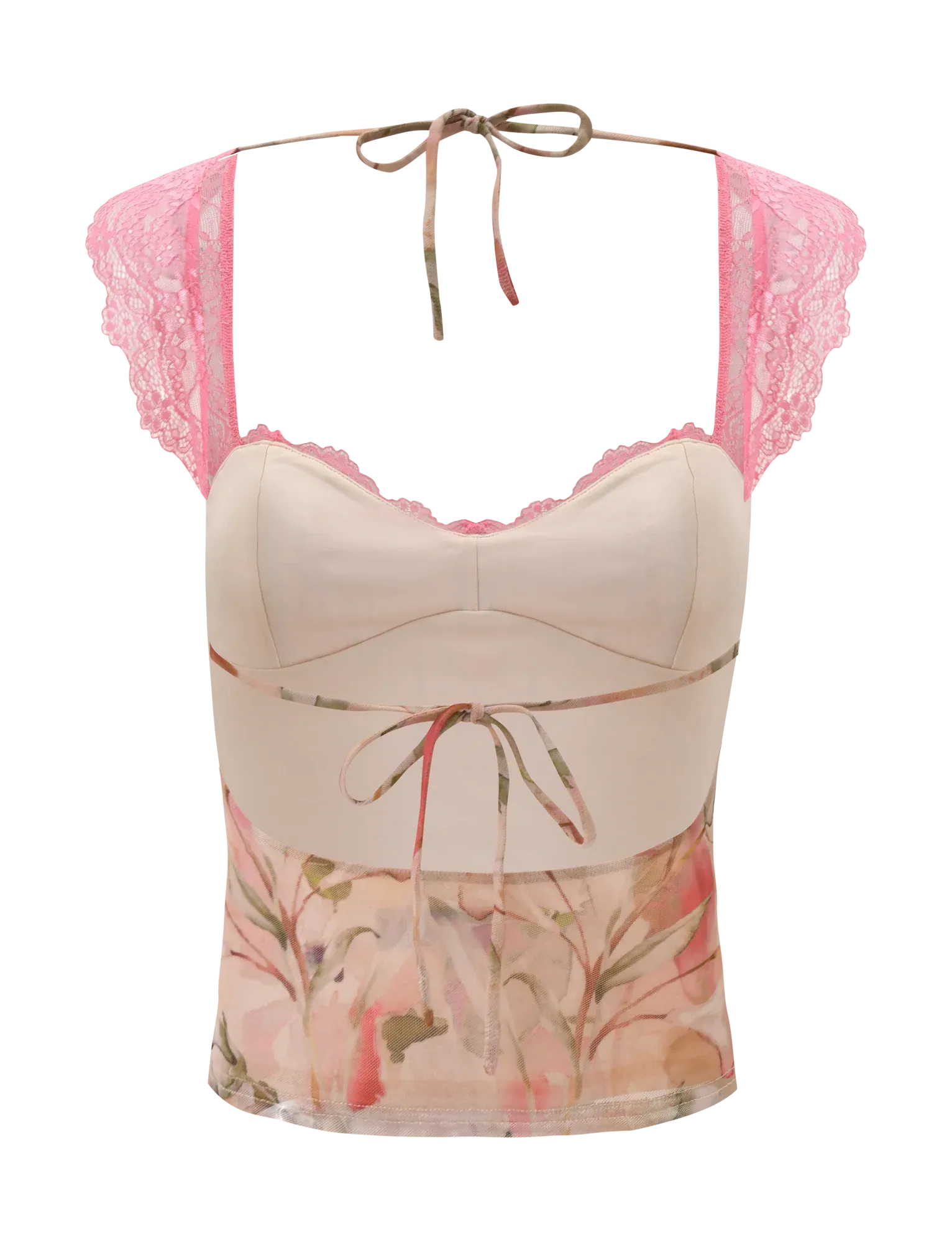 Floral Mist Lace Sheer Top