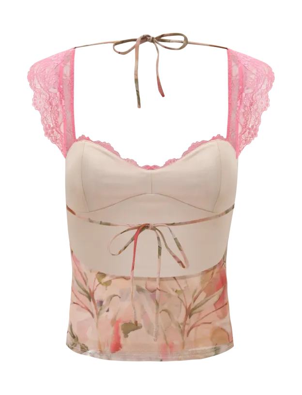 Floral Mist Lace Sheer Top