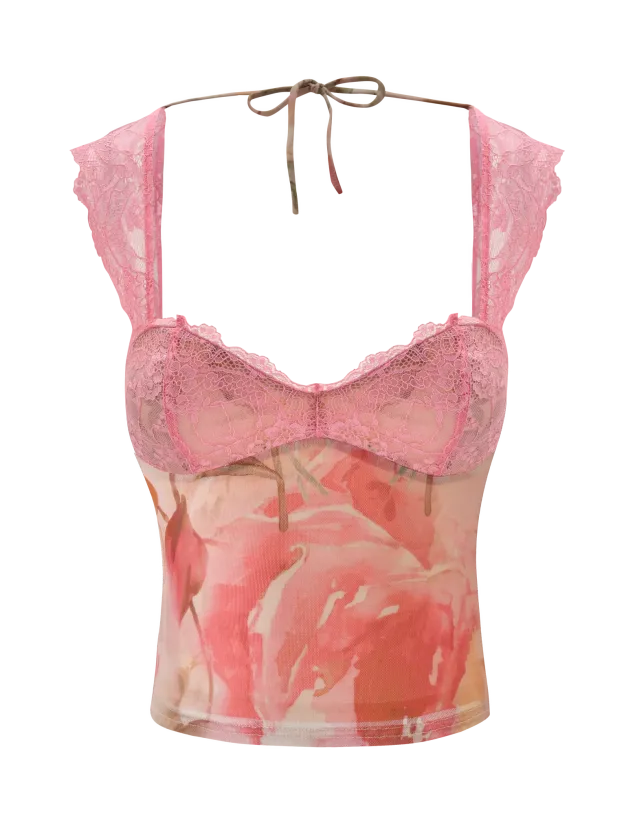 Floral Mist Lace Sheer Top