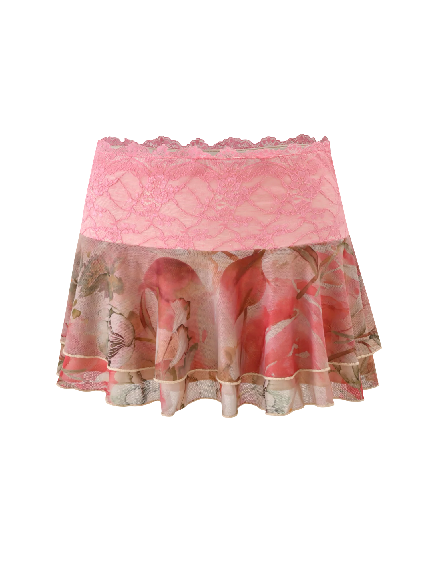 Floral Mist Lace Sheer Mini Skirt