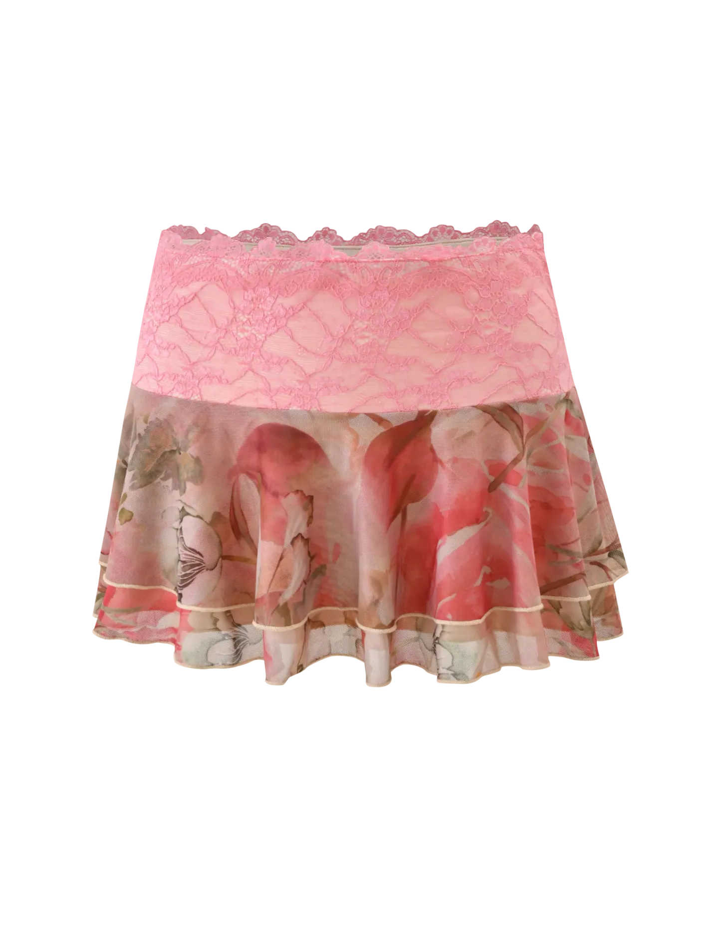 Floral Mist Lace Sheer Mini Skirt