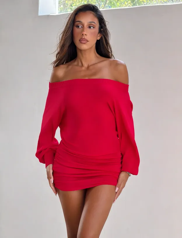 Rosy Flame Serenade Mini Dress