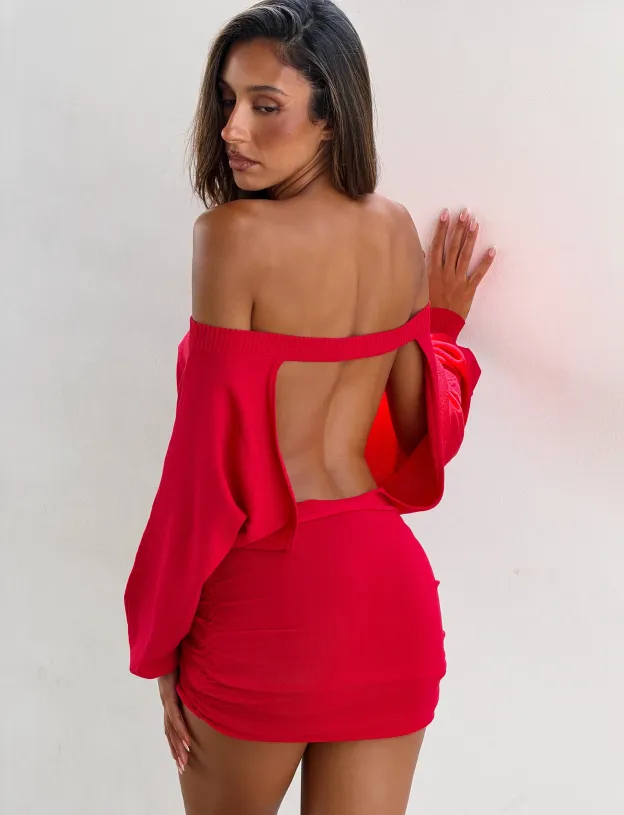 Rosy Flame Serenade Mini Dress
