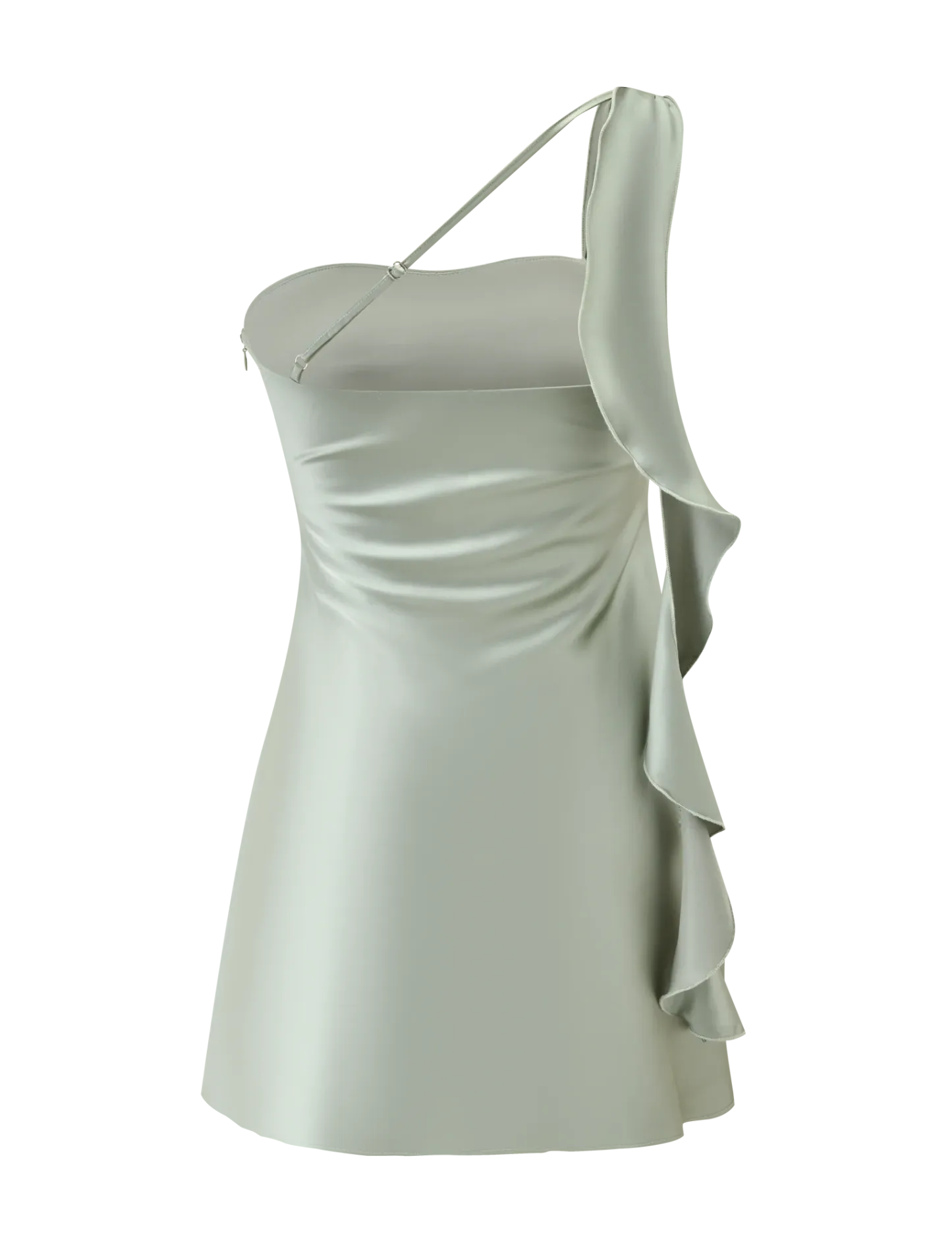 Mint Whisper One-Shoulder Mini Dress