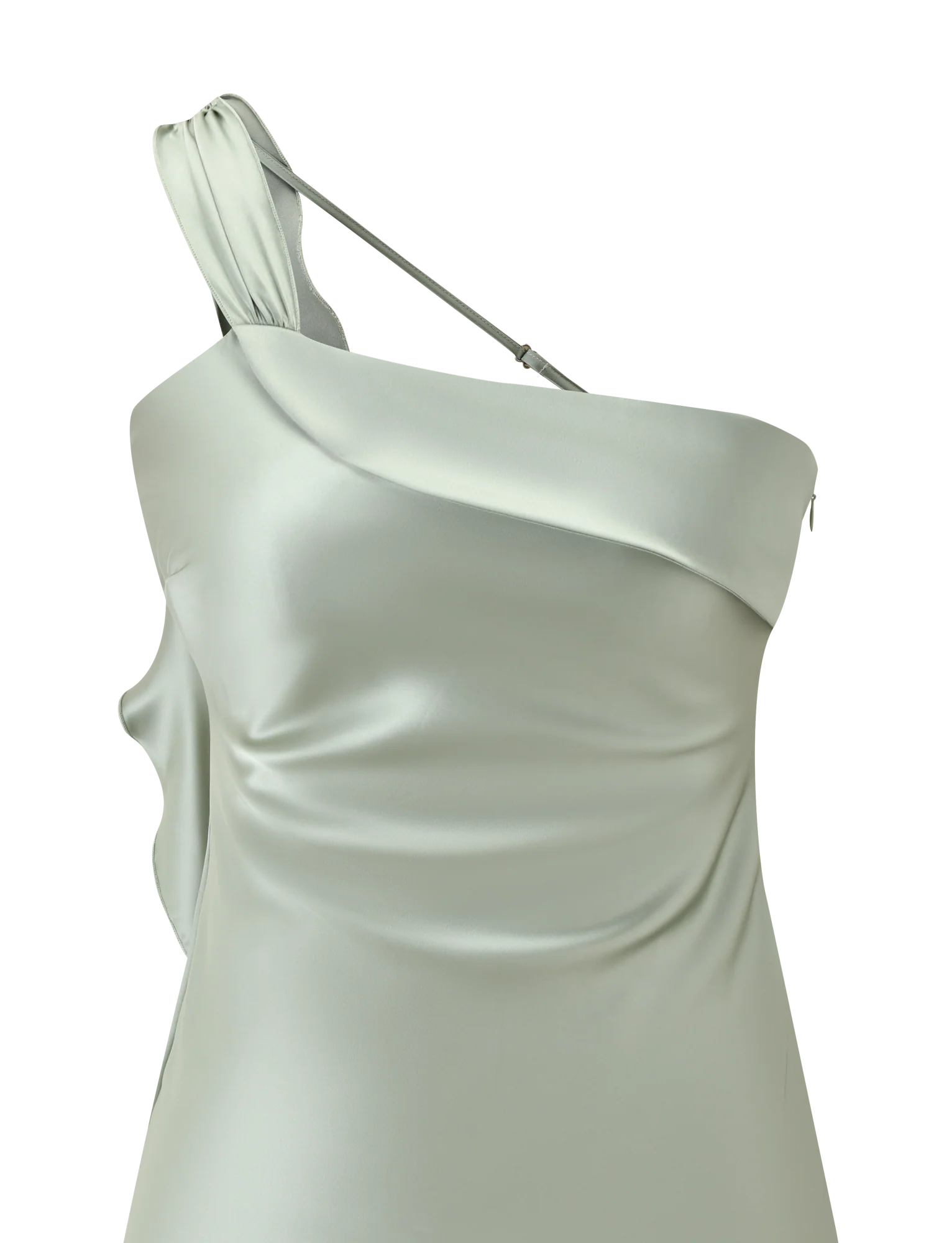 Mint Whisper One-Shoulder Mini Dress