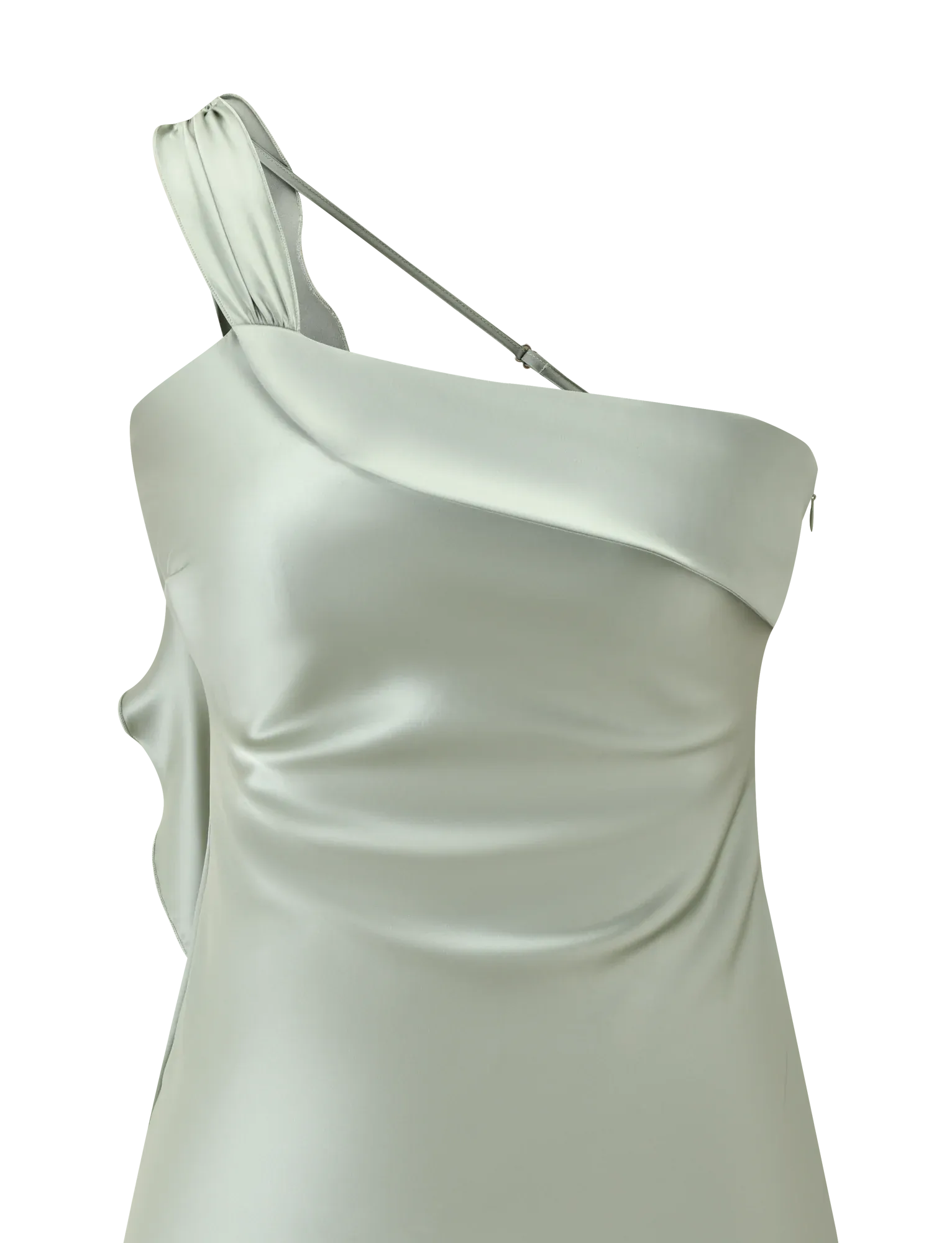 Mint Whisper One-Shoulder Mini Dress