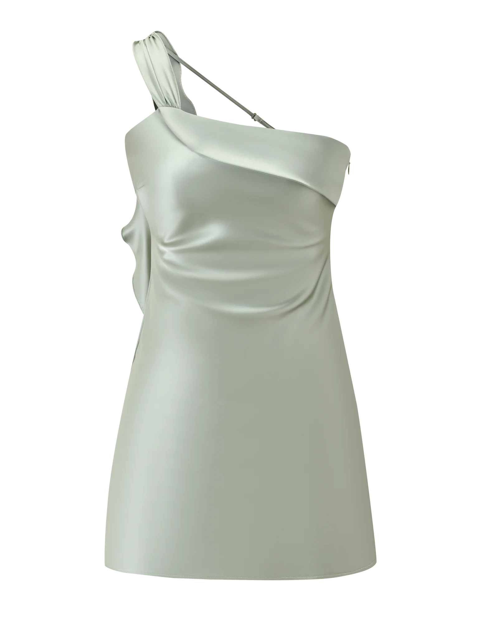 Mint Whisper One-Shoulder Mini Dress