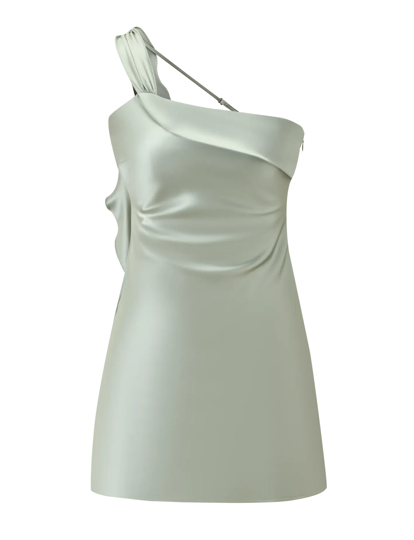 Mint Whisper One-Shoulder Mini Dress