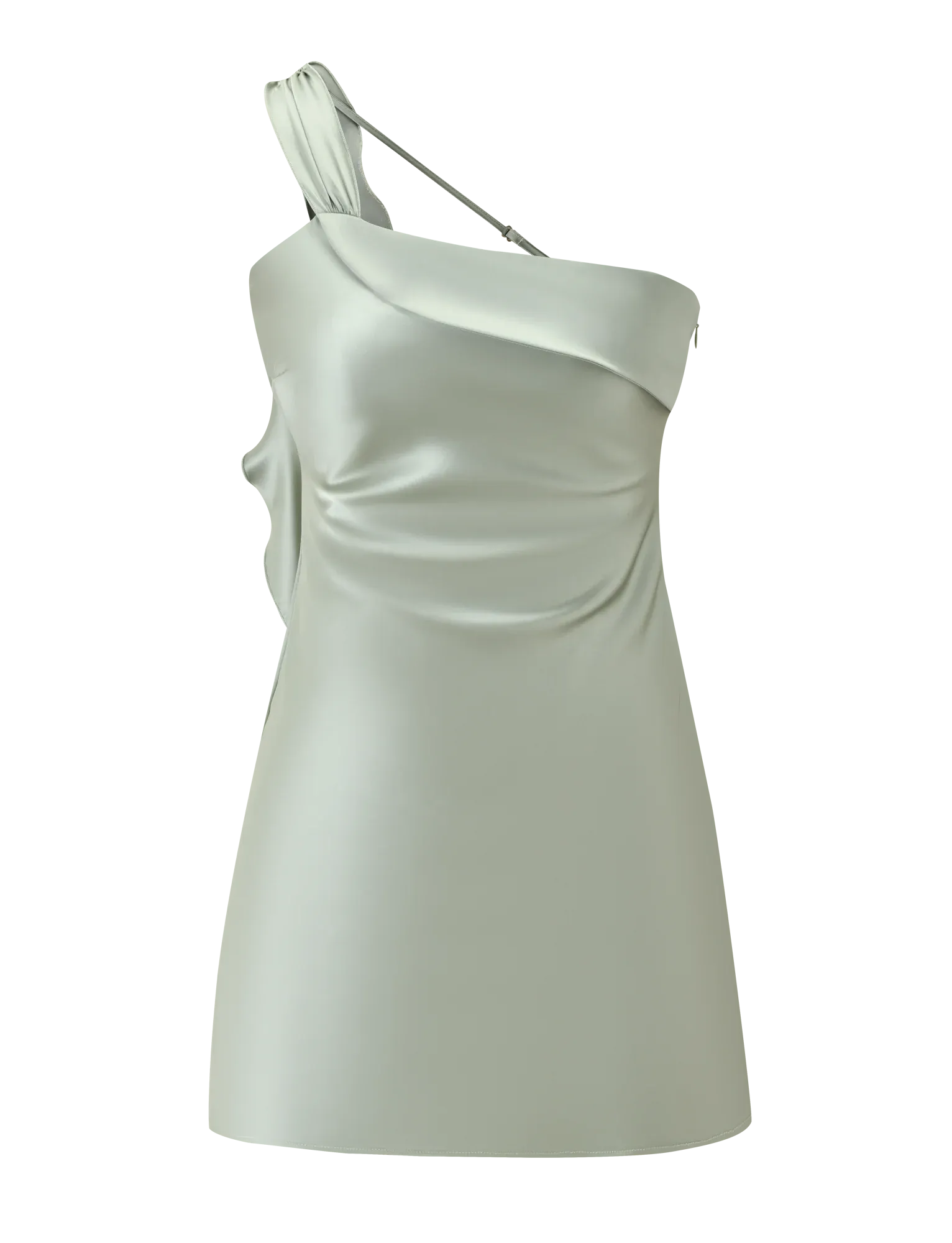 Mint Whisper One-Shoulder Mini Dress