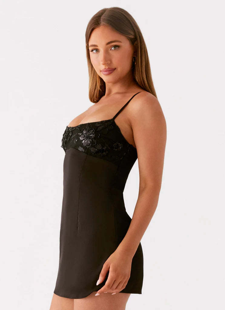 Midnight Beaded Grace Mini Dress