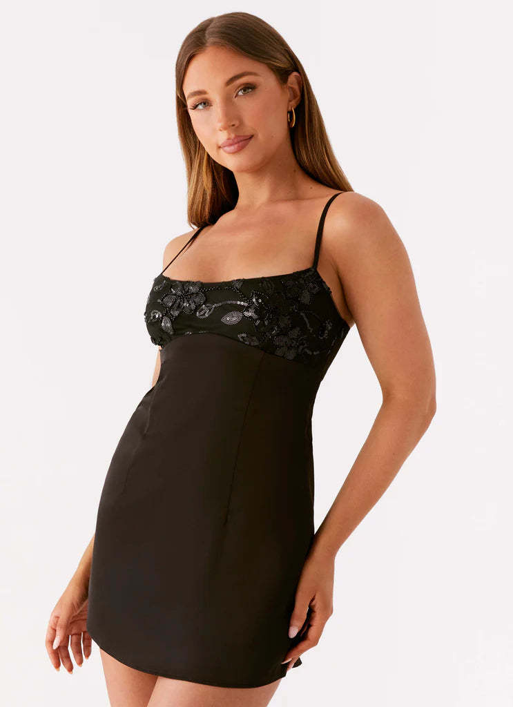 Midnight Beaded Grace Mini Dress