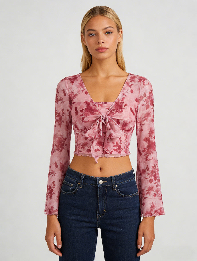 Fuchsia Kiss Tie-Front Top