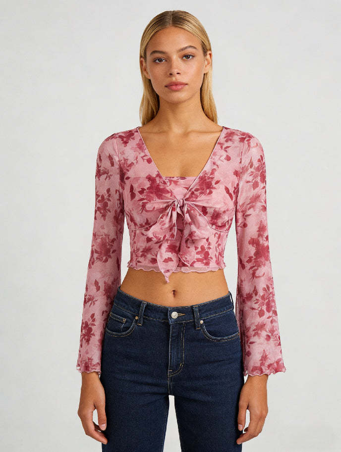 Fuchsia Kiss Tie-Front Top