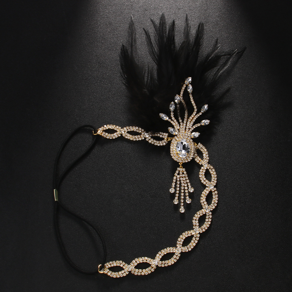 Rhinestone Feather Headpiece – Festive Glam Accessory