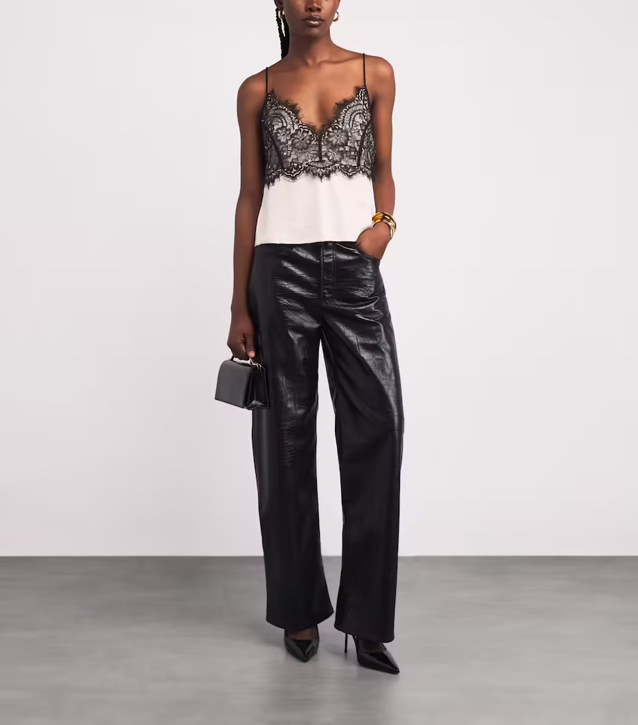 Ivory Noir Lace Satin Top