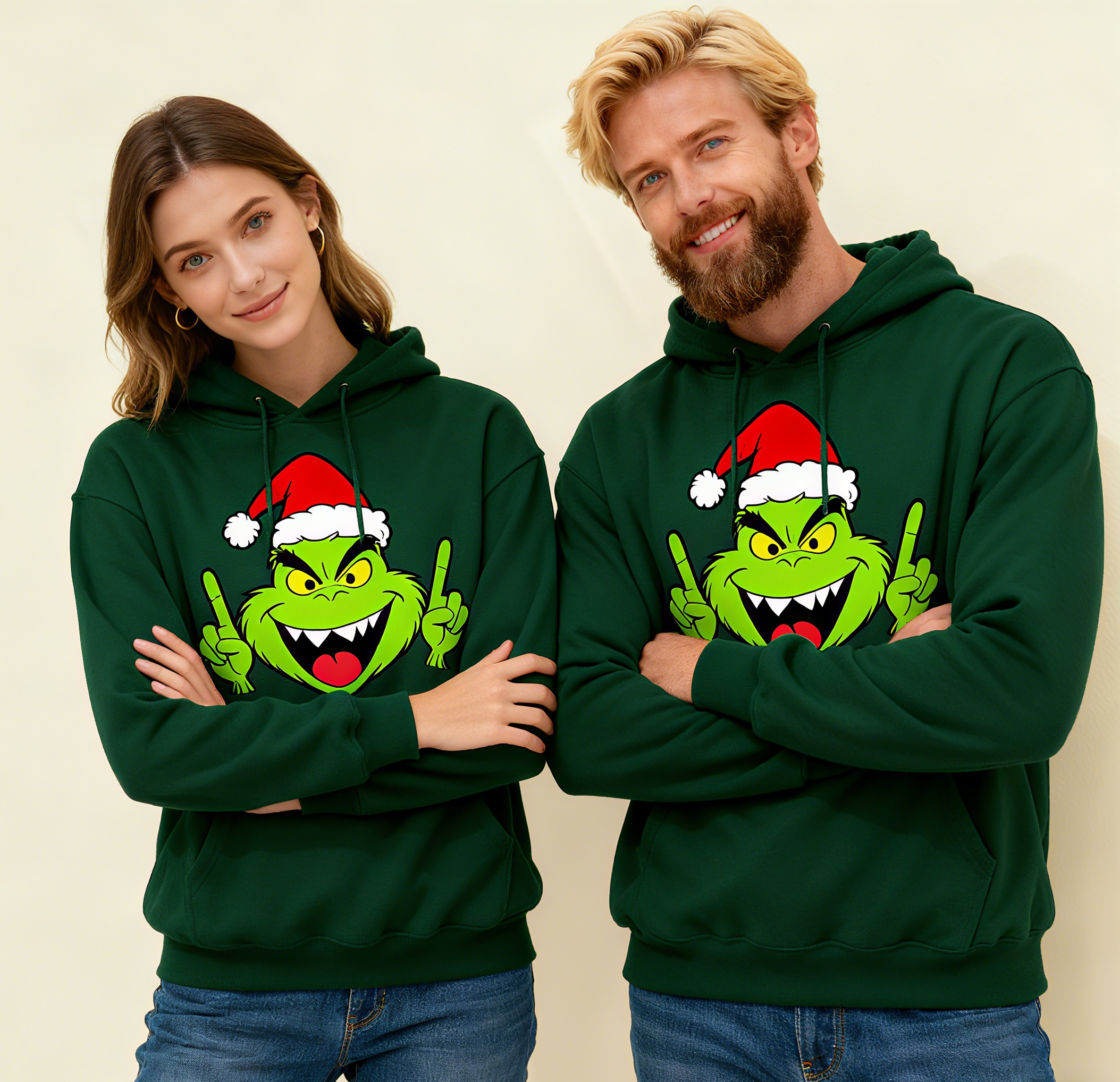 Grinch Couple Hoodies – Matching Christmas Sweatshirts