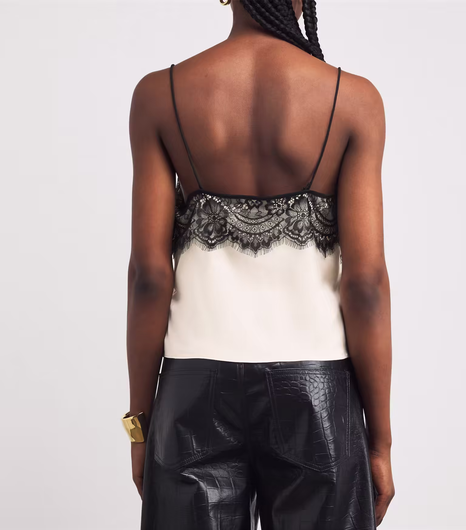 Ivory Noir Lace Satin Top