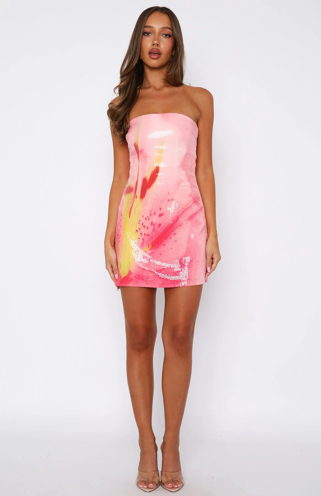Blush Sequin Bloom Mini Dress