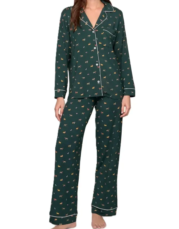 Festive Dog Print Pajama Set – Holiday Cozy Vibes