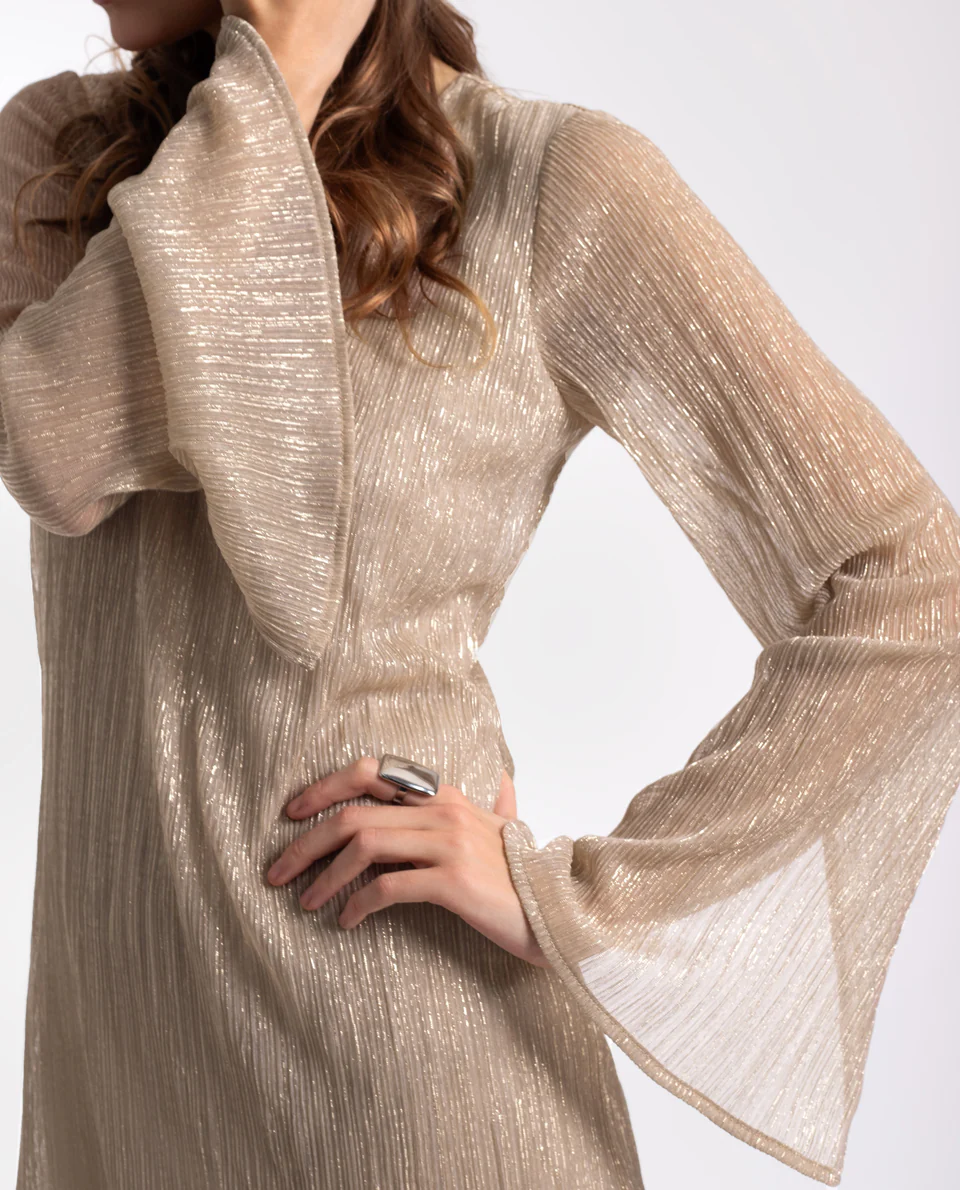 Shimmer Pleat Moonlight Mini Dress