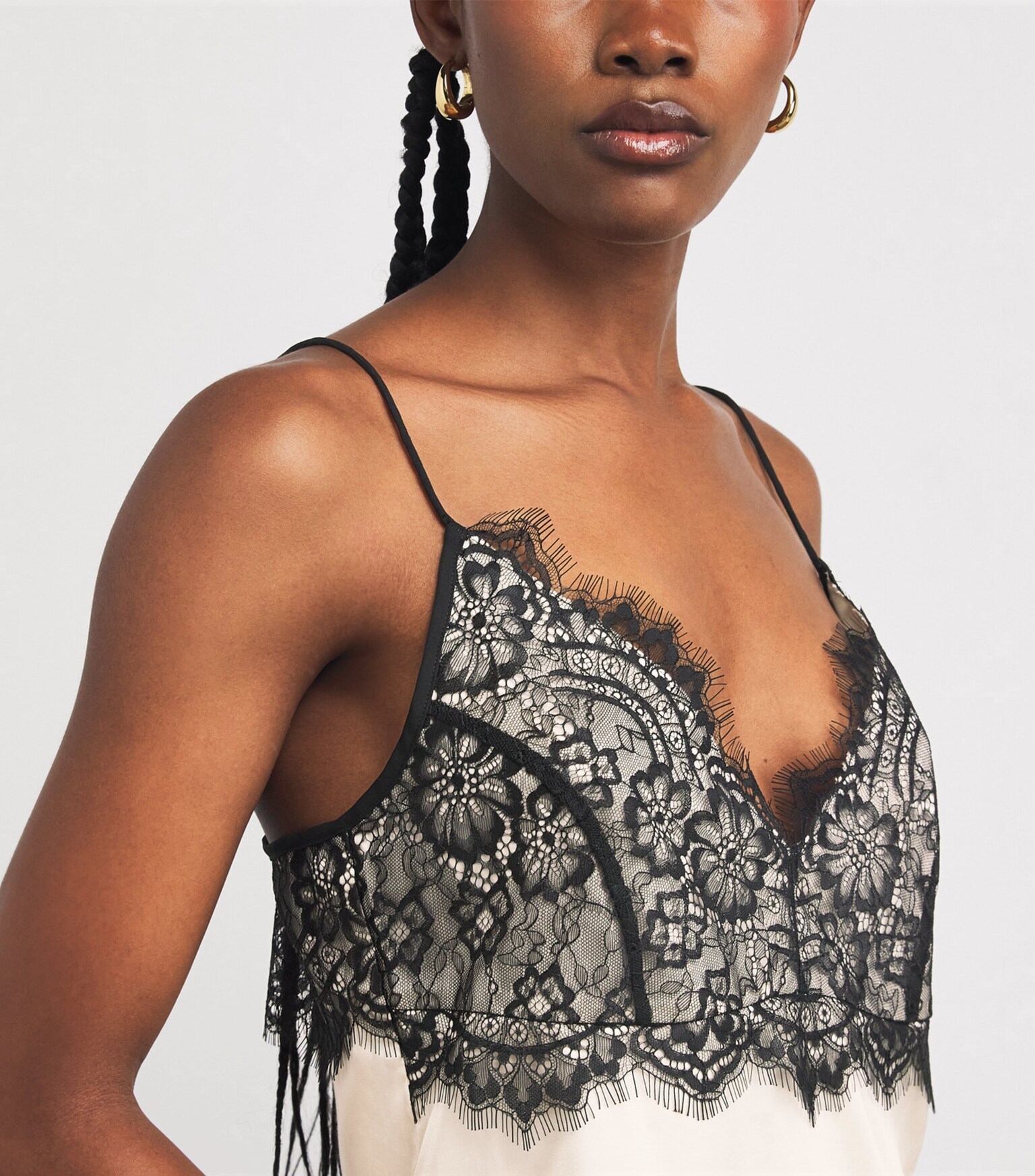 Ivory Noir Lace Satin Top