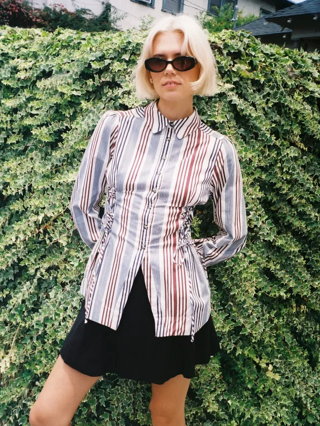 Striped Waist-Tie Shirt – Chic Everyday Style