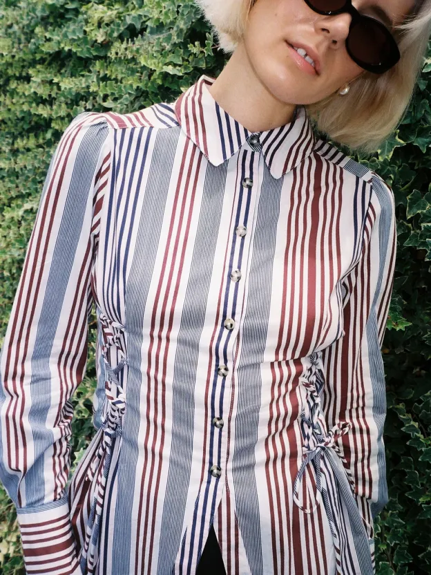 Striped Waist-Tie Shirt – Chic Everyday Style