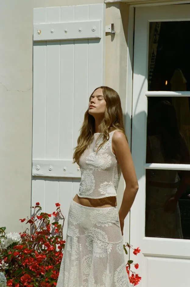 Lace Veil Cropped Tank